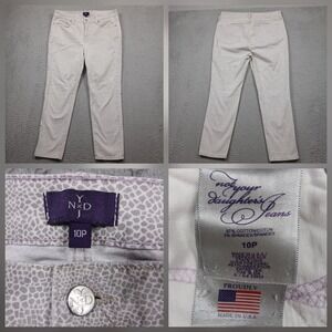 NYDJ Cropped Skinny Jeans Womens 10P Cream Pattern Lift Tuck USA